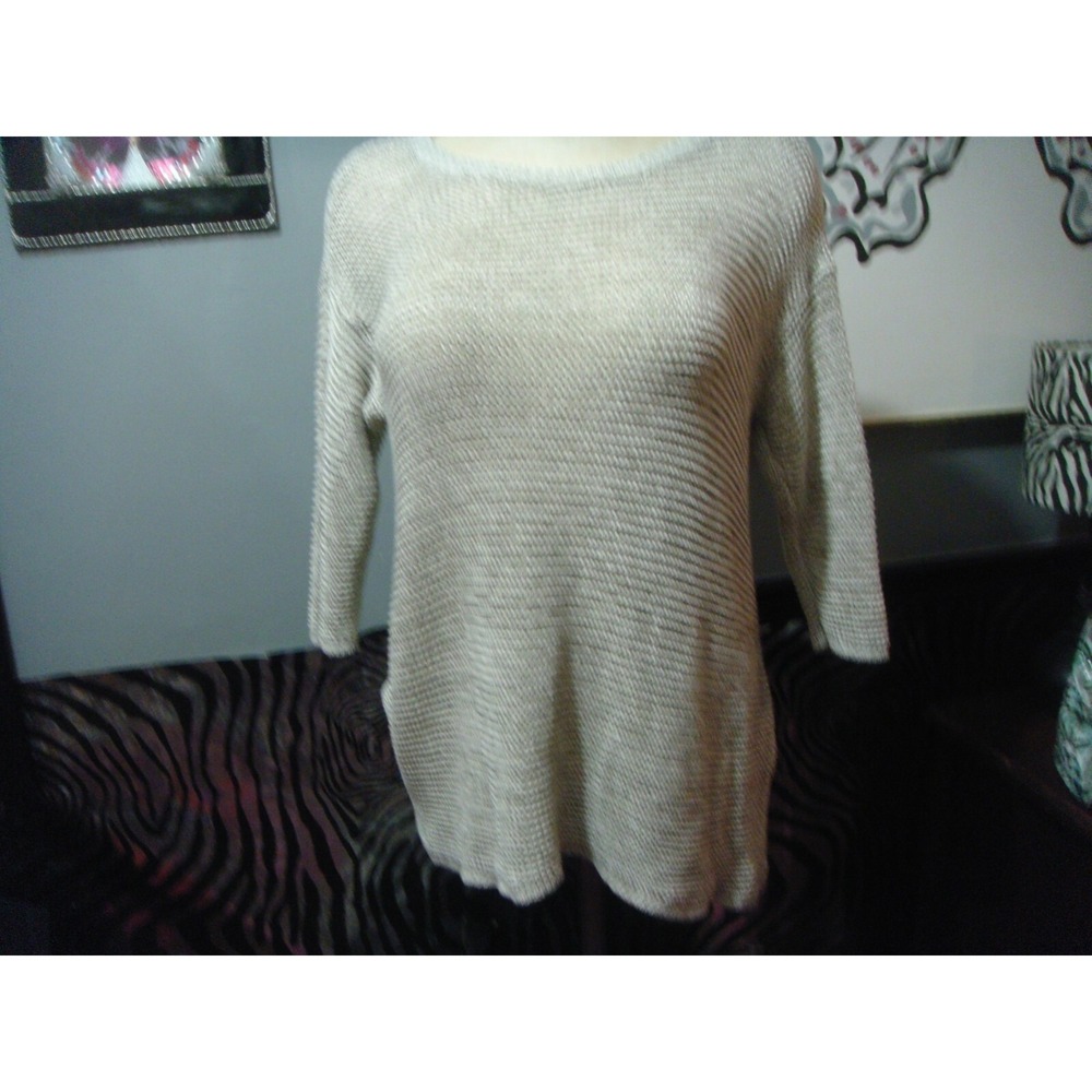 Pure Jill gray sweater shirt top Petite M 3/4 sleeves